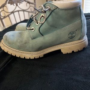 TIMBERLAND ANKLE BOOTS WATERPROOF LEATHER MANMADE SOME SCUFFS SEE PHOTOS, USED